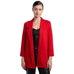 Wool Blend Open Front Sweater Blazer Cardigan Red Oversized Sweater Jacket